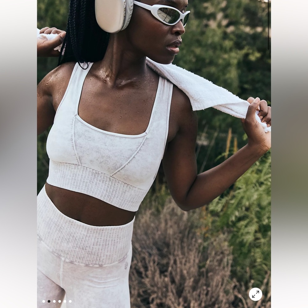Free People Good Karma Set- Ice Grey - Ribbed Sports Bra and Shorts Set